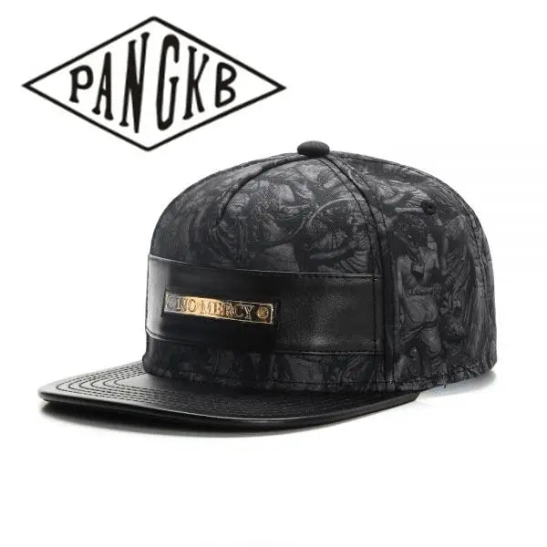 PANGKB Brand NO MERCY CAP Leather Metal Autumn snapback hat hip hop Headwear men women adult outdoor casual sun baseball cap