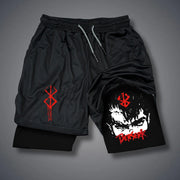 Summer Breathable Mesh 2 in 1 Double-layer Shorts Men's Elastic Compression Shorts Quick-drying Multi-functional Shorts