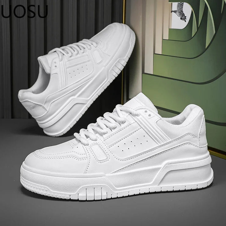 Vulcanized Shoe Men's Sneakers 2024 Lace-up Trendy All-match Lightweight Popular Model UOSU New Style Easy To Clean White Shoes