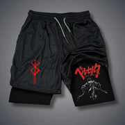 Summer Breathable Mesh 2 in 1 Double-layer Shorts Men's Elastic Compression Shorts Quick-drying Multi-functional Shorts