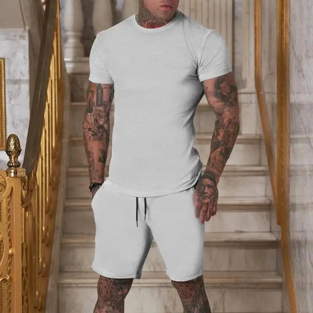 Casual & Fashionable summer outdoor breathable sports suit men's T-shirt plus shorts