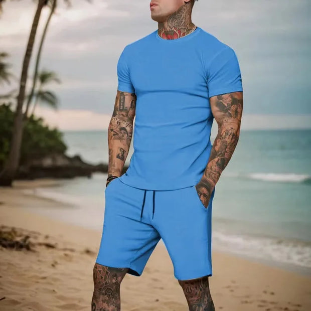 Casual & Fashionable summer outdoor breathable sports suit men's T-shirt plus shorts