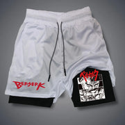 Summer Breathable Mesh 2 in 1 Double-layer Shorts Men's Elastic Compression Shorts Quick-drying Multi-functional Shorts