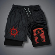Summer Breathable Mesh 2 in 1 Double-layer Shorts Men's Elastic Compression Shorts Quick-drying Multi-functional Shorts
