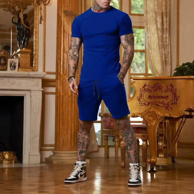 Casual & Fashionable summer outdoor breathable sports suit men's T-shirt plus shorts