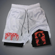 Summer Breathable Mesh 2 in 1 Double-layer Shorts Men's Elastic Compression Shorts Quick-drying Multi-functional Shorts