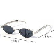 Women Rhinestone Sunglasses Stylish Oval Sun Glasses Vintage Round Black Shades Men Bling Diamond Glasses Luxury Design Eyewear