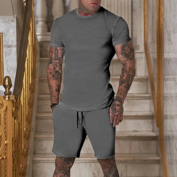 Casual & Fashionable summer outdoor breathable sports suit men's T-shirt plus shorts