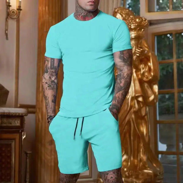 Casual & Fashionable summer outdoor breathable sports suit men's T-shirt plus shorts
