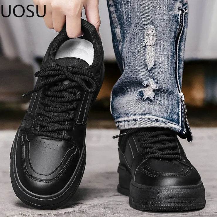Vulcanized Shoe Men's Sneakers 2024 Lace-up Trendy All-match Lightweight Popular Model UOSU New Style Easy To Clean White Shoes