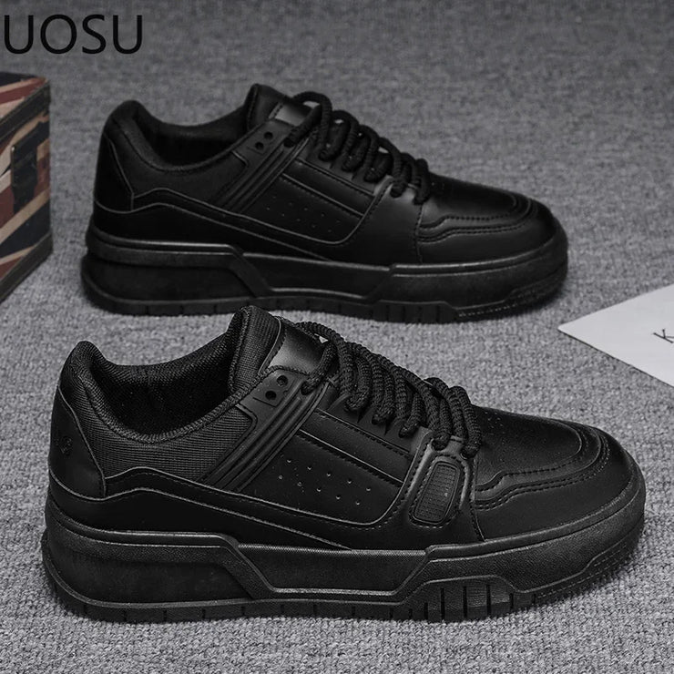 Vulcanized Shoe Men's Sneakers 2024 Lace-up Trendy All-match Lightweight Popular Model UOSU New Style Easy To Clean White Shoes