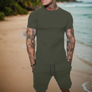Casual & Fashionable summer outdoor breathable sports suit men's T-shirt plus shorts