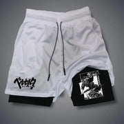 Summer Breathable Mesh 2 in 1 Double-layer Shorts Men's Elastic Compression Shorts Quick-drying Multi-functional Shorts