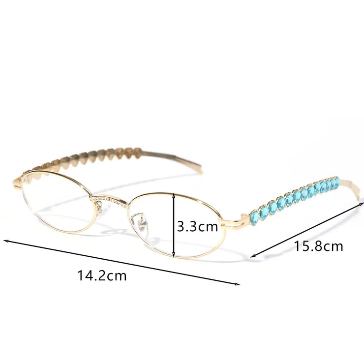 Women Rhinestone Sunglasses Stylish Oval Sun Glasses Vintage Round Black Shades Men Bling Diamond Glasses Luxury Design Eyewear